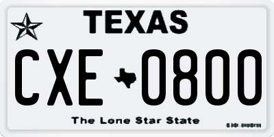 TX license plate CXE0800