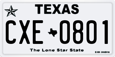 TX license plate CXE0801