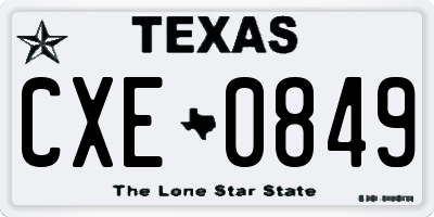 TX license plate CXE0849