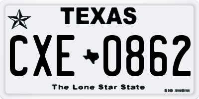 TX license plate CXE0862