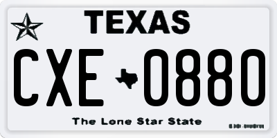 TX license plate CXE0880