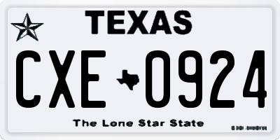 TX license plate CXE0924