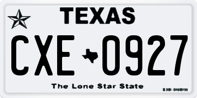 TX license plate CXE0927