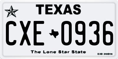 TX license plate CXE0936