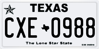 TX license plate CXE0988