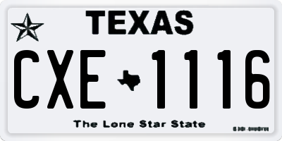 TX license plate CXE1116