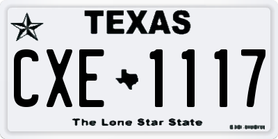 TX license plate CXE1117