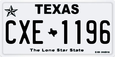 TX license plate CXE1196