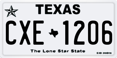 TX license plate CXE1206