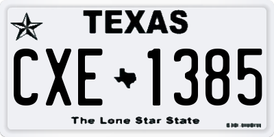 TX license plate CXE1385