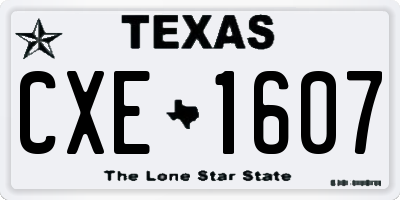 TX license plate CXE1607
