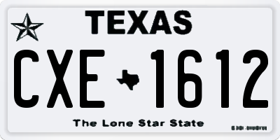 TX license plate CXE1612