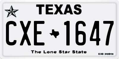 TX license plate CXE1647