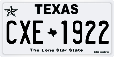 TX license plate CXE1922