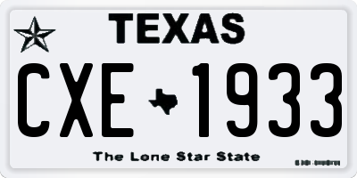 TX license plate CXE1933