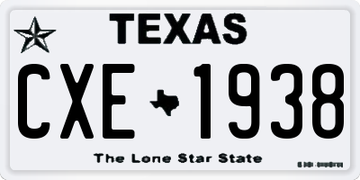 TX license plate CXE1938