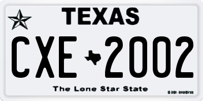 TX license plate CXE2002