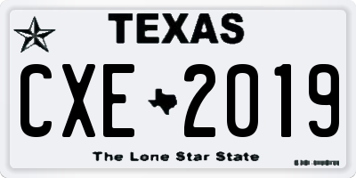 TX license plate CXE2019