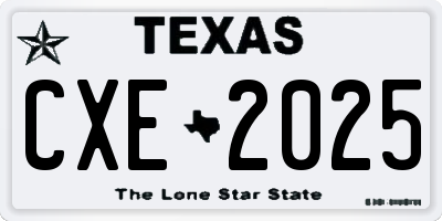 TX license plate CXE2025