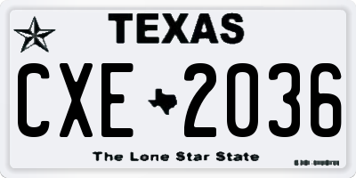 TX license plate CXE2036