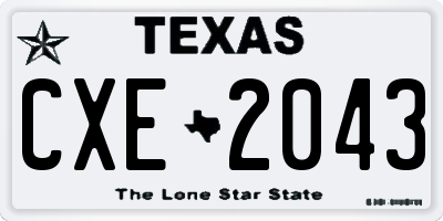 TX license plate CXE2043