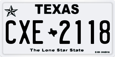 TX license plate CXE2118