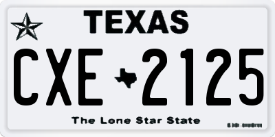 TX license plate CXE2125