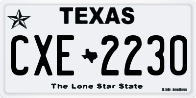 TX license plate CXE2230