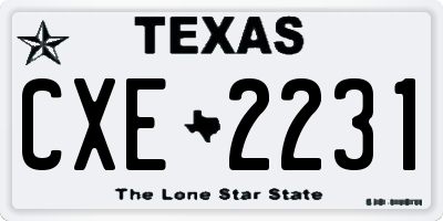 TX license plate CXE2231