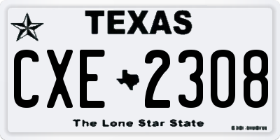 TX license plate CXE2308