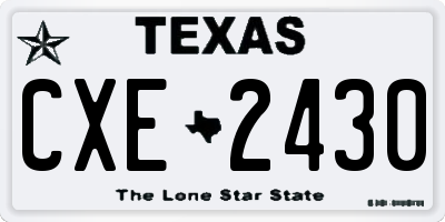 TX license plate CXE2430