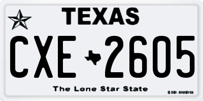 TX license plate CXE2605