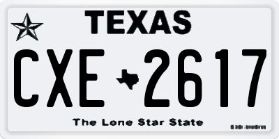 TX license plate CXE2617