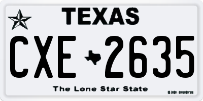 TX license plate CXE2635