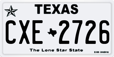 TX license plate CXE2726