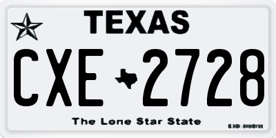TX license plate CXE2728