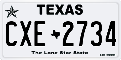 TX license plate CXE2734