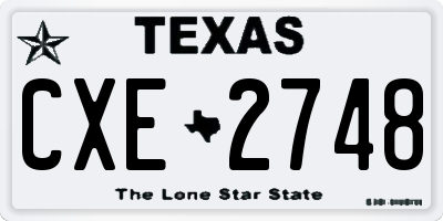 TX license plate CXE2748