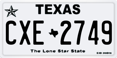TX license plate CXE2749