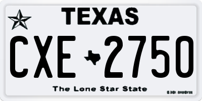 TX license plate CXE2750