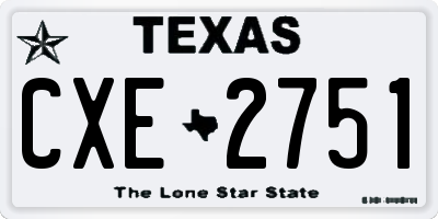 TX license plate CXE2751