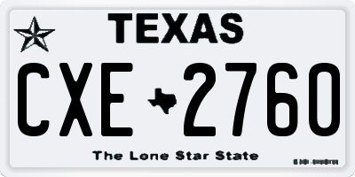 TX license plate CXE2760