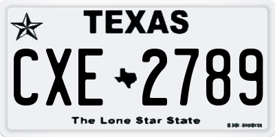TX license plate CXE2789