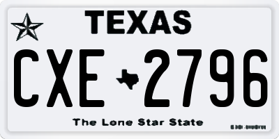 TX license plate CXE2796