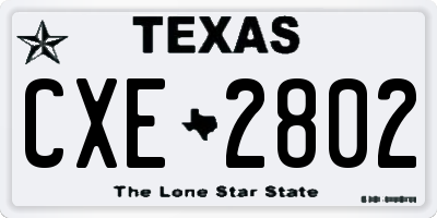 TX license plate CXE2802