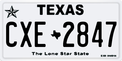 TX license plate CXE2847