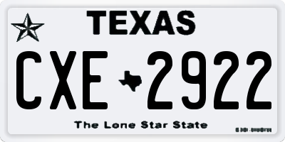 TX license plate CXE2922