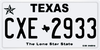 TX license plate CXE2933