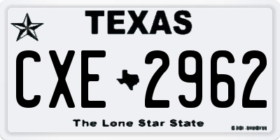 TX license plate CXE2962