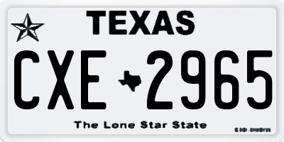 TX license plate CXE2965